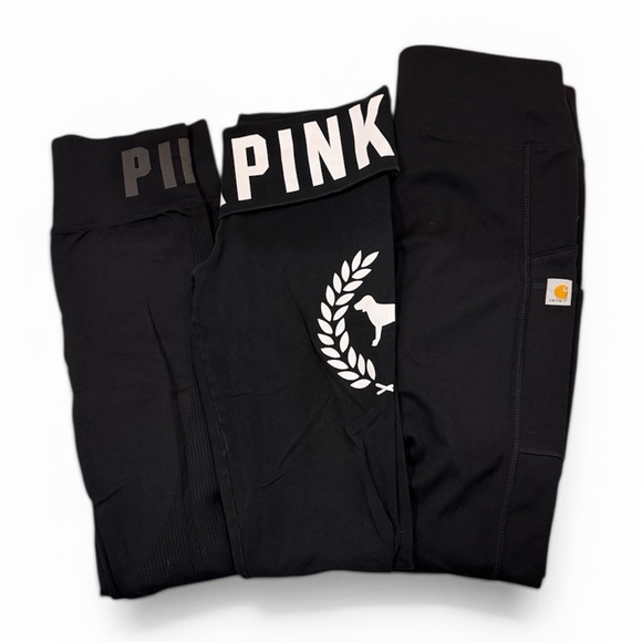 PINK Victoria's Secret Pants - Bundle: 3 Leggings – VS PINK & Carhartt – XS/S – Black